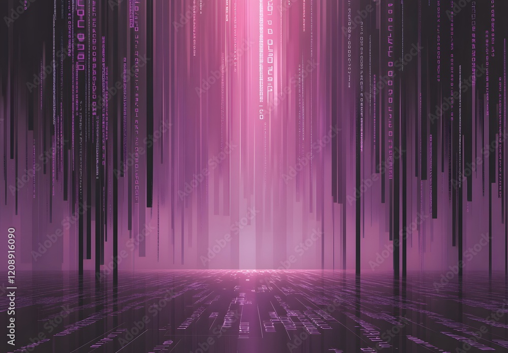 Poster binary code background, blue color, matrix, with lines creating a futuristic atmosphere, conveying a