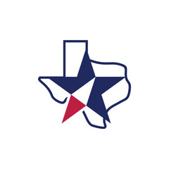 simple design logo of Texas map with stars and compass needle