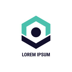 simple hexagon outline design logo with human