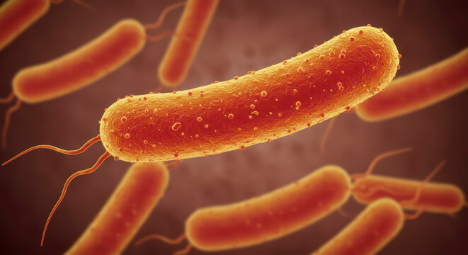 3D Illustration of Rod-Shaped Bacteria Causing Bacterial Infection in the Human Body