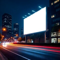 Blank Billboard Sign for Logo Mockup at Night
