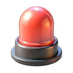 Fototapeta premium 3D Alert icon, flashing siren isolated on white background. Emergency red alarm light. Cartoon plastic style