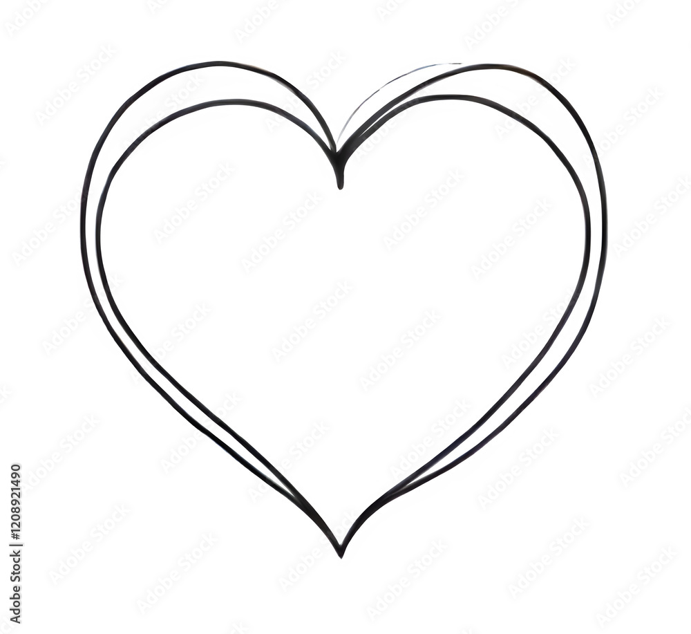 Poster line art style heart shape with a heart. generative ai