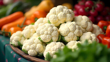 Fresh Organic Romanesco Cauliflower Harvest at Farmers Market