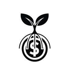 economy icon. vector tree on coins on white background. economic growth, for finance, healthy economy. solid design style.