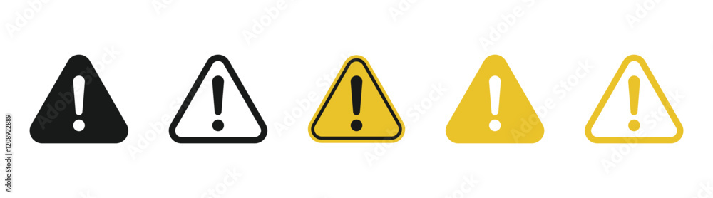 Aufkleber triangle warning icon alert symbol, exclamation mark sign . caution alarm attention vector icon in y
