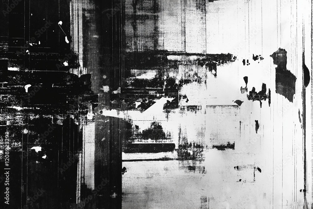 Fototapete abstract futuristic cyberpunk displacement map for 3d rendering. random distorted black white broken