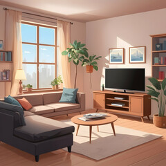 modern living room with fireplace