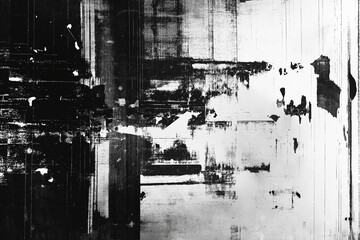 Abstract futuristic cyberpunk displacement map for 3d rendering. Random distorted black white broken glitch screen background. Digital as manual, lo-fi retro video noise overlay