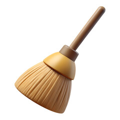 3d Broom Icon isolated on white background. Cleaning Illustration. Plastic cartoon style icon. High quality image