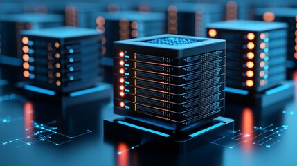 surreal depiction of information data organization, intricate digital frameworks, symmetrical patterns, glowing data nodes, minimalistic futuristic style, cybernetic structure, calm blue and silver