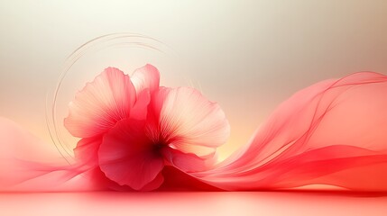 Delicate Pink Flower Rests on Flowing Fabric