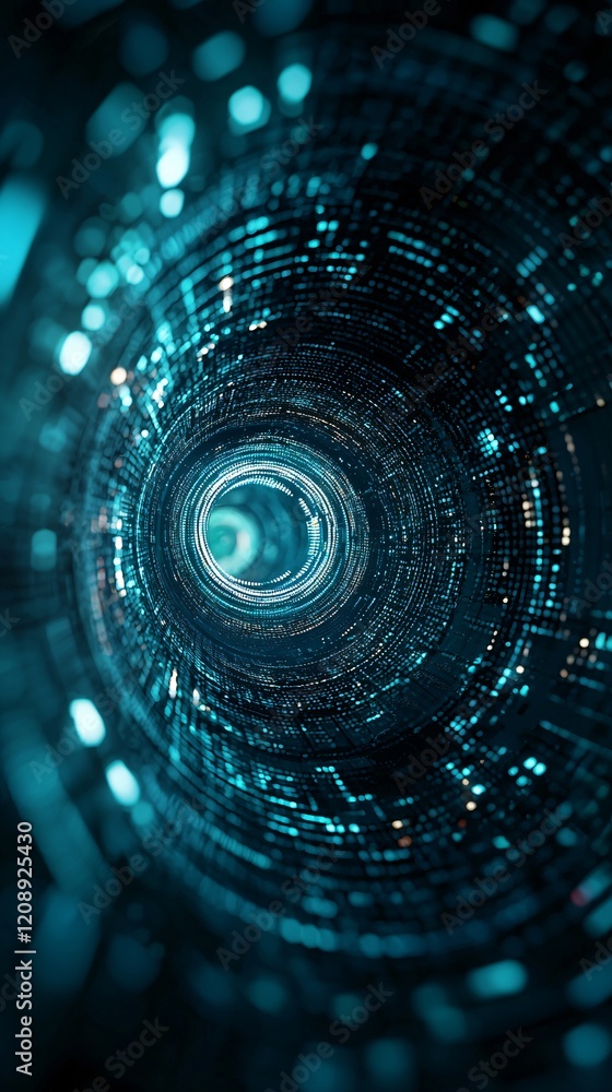 Poster concept art for seamless data connectivity, dynamic glowing lines, interlinked abstract circles, viv