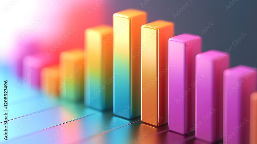 Poster a vibrant and colorful bar graph showcasing data growth and trends, ideal for presentations, reports
