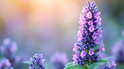 Obraz premium Lavender Flowers Bloom in Soft Sunlight