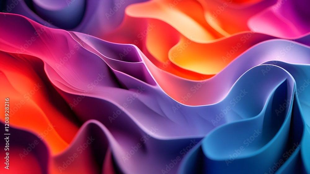 Poster an abstract image showcasing vibrant waves of color in a fluid, dynamic pattern, creating a visually