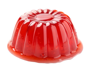 Red gelatin dessert isolated on transparent or white background, png 