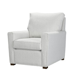 A modern fabric armchair soft cushion + clipping path. The chair is isolated on a White background. 
Furniture, interior object, sofa chair.