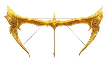Golden Bow and Arrow Fantasy Game Asset Mythological Weapon Archer Equipment  Ancient Artifact Magical Bow