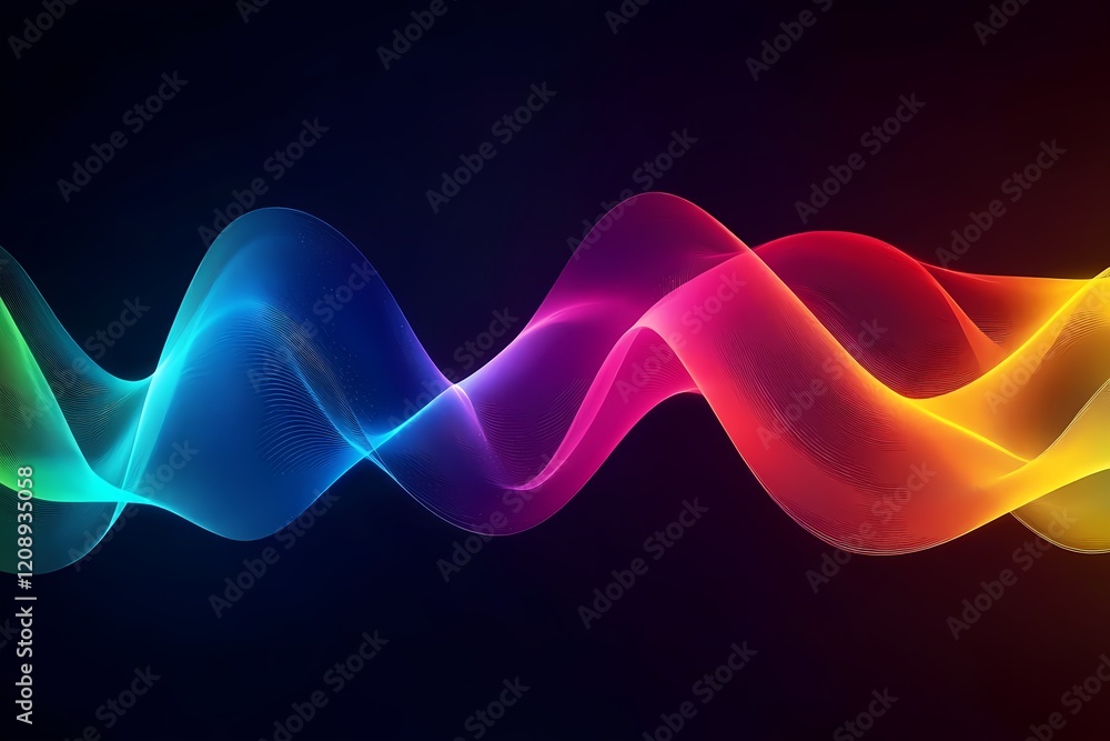Poster Abstract Colorful Waves Flowing Dynamically Across Dark Background