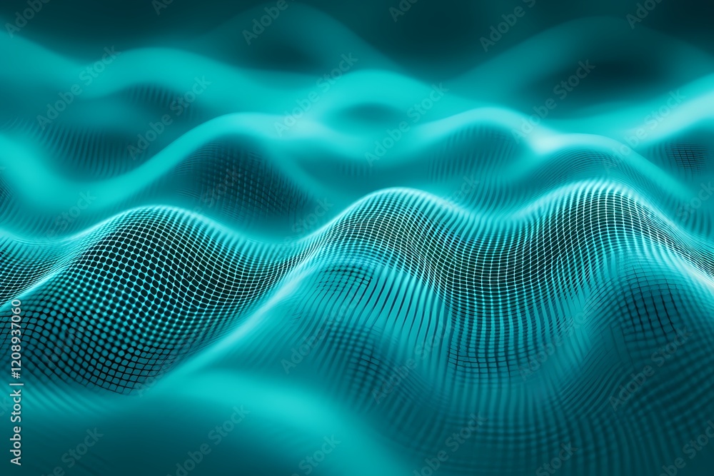 Poster abstract teal wavy grid pattern background