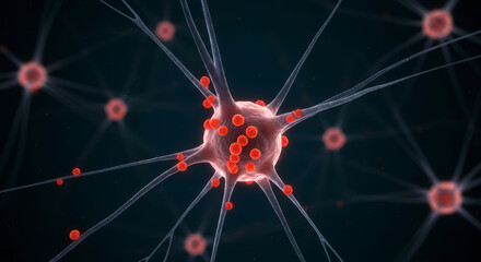 3D Illustration of Parkinson’s Disease: Lewy Bodies in Neurons, Protein Deposits Leading to Degeneration