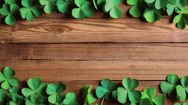 St Patrick's Day background with green clove, copy space background