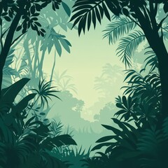 Obraz premium Lush Green Tropical Rainforest Canopy Scene