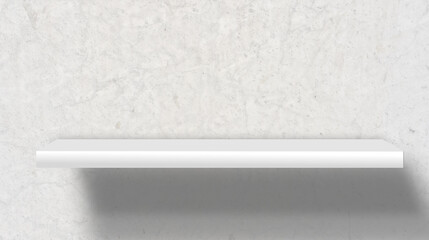Obraz premium White shelf on concrete wall, minimalist interior mockup background for product display and modern design