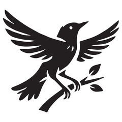 Fototapeta premium Silhouette of a bird on white background