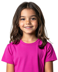 Cheerful Young Girl with Bright Smile in Casual Attire Posing Against White Background