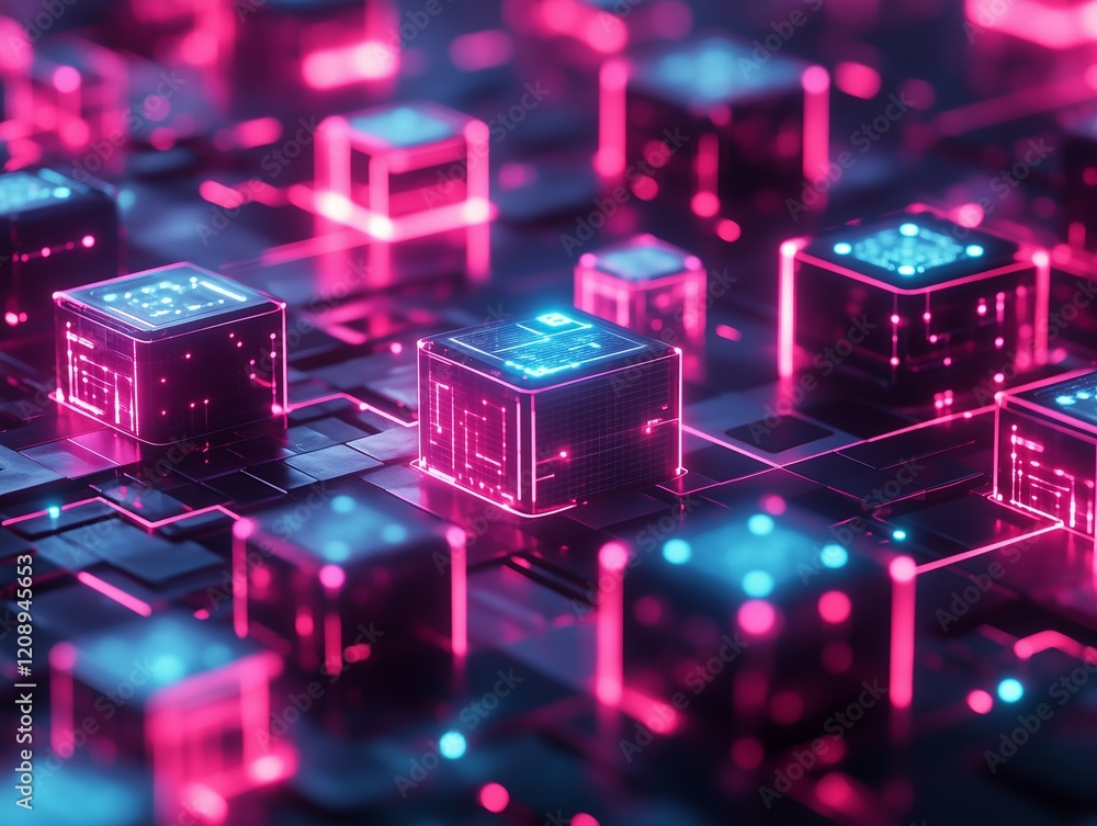 Poster the future of networking: metaverse concept with futuristic digital cube blocks