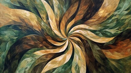 Abstract swirling foliage in earthy tones artwork