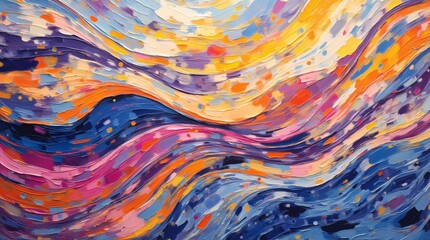 Oil painting, vibrant colorful wavy abstract background
