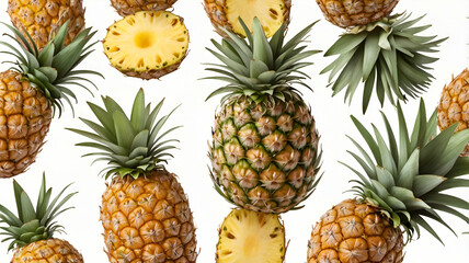 pine apples isolated on white background ai 