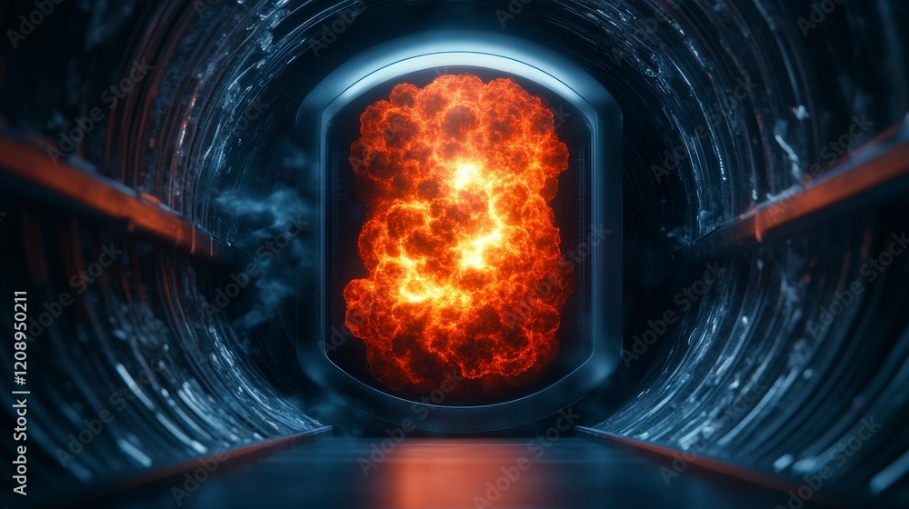 Poster dynamic sci-fi portal with explosive energy emission and glowing texture