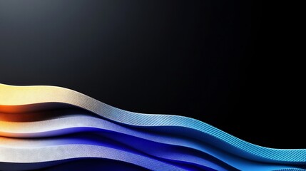 Obraz premium Abstract Waves Flowing Dark Background Cool Blue Orange Hues. AI Generated