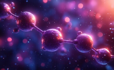 Molecular Structure Illustration Hyper-Realistic 3D Rendering Science Future Biotechnology Chemistry Neon Light