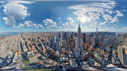 Aerial Panoramic View of Midtown Manhattan, NYC