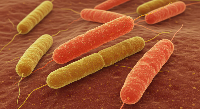 3D Medical Visualization of Intestinal Enterobacteriaceae Bacteria, Including Escherichia Coli and Klebsiella