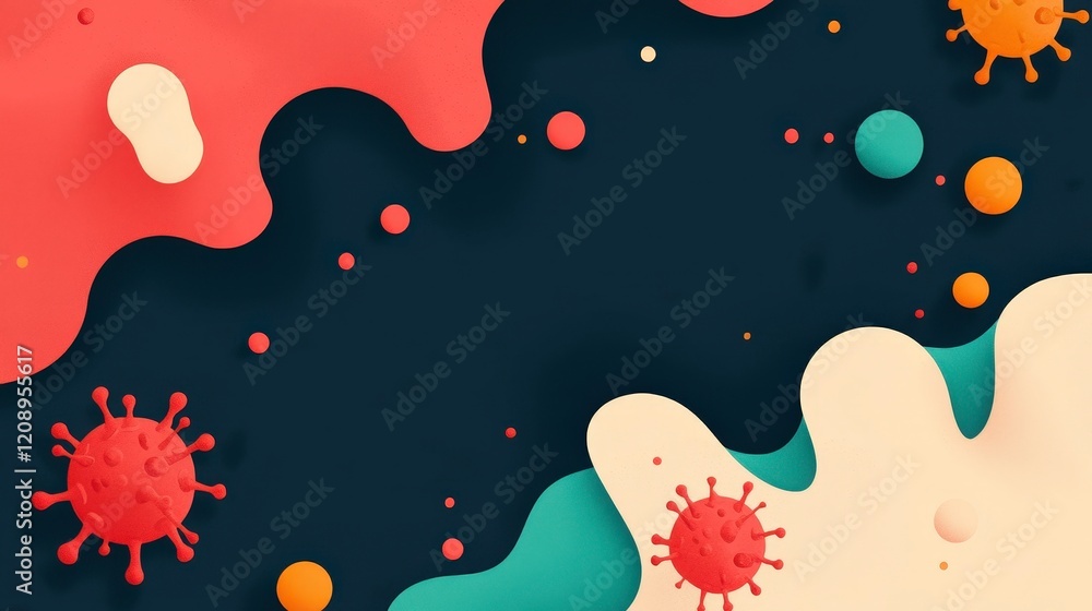 Poster colorful abstract background with microbe shapes and fluid design elements