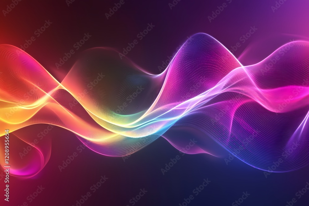 Poster abstract colorful waves flowing dynamically through space