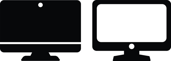 Computer monitor screen flat icon set. vector for apps and websites Desktop computer Electronic devices