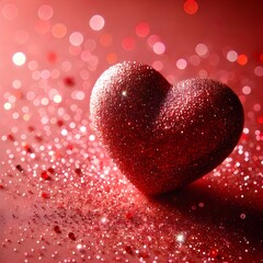 Obraz premium Valentine's day background with red glitter hearts. Hearts as background. Valentines day concept.