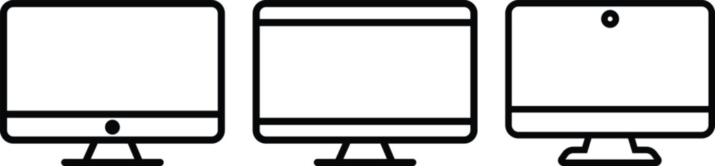 Obraz premium Computer monitor screen line icon set. vector for apps and websites Desktop computer Electronic devices