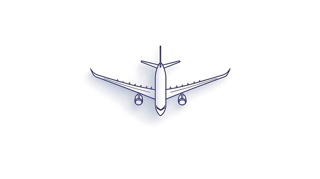 A minimalistic outline of an airplane with a smooth and uncluttered design, centered on a plain white background for a sleek appearance