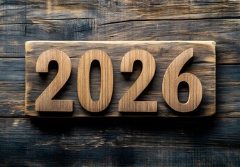 Wooden Number Two Thousand Twenty Six On Rustic Wood