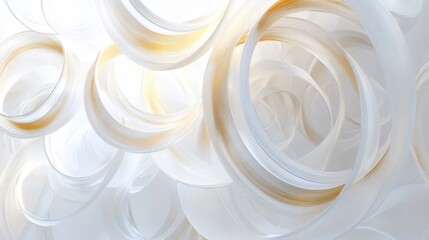 Abstract swirling white and gold rings.