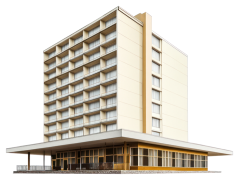 PNG Mid century modern hotel architecture building design.