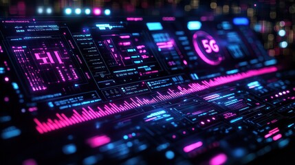 Digital interface displaying 5G data analytics